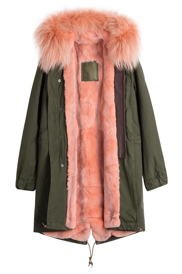 Mr & Mrs Italy Mr & Mrs Italy Cotton Parka With Raccoon And Rabbit Fur - Green