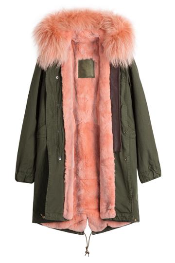 Mr & Mrs Italy Mr & Mrs Italy Cotton Parka With Raccoon And Rabbit Fur - Green