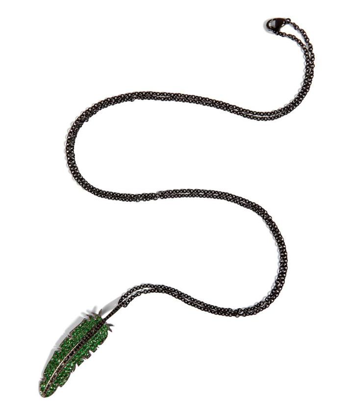 Nikos Koulis Black Rhodium Large Feather Necklace
