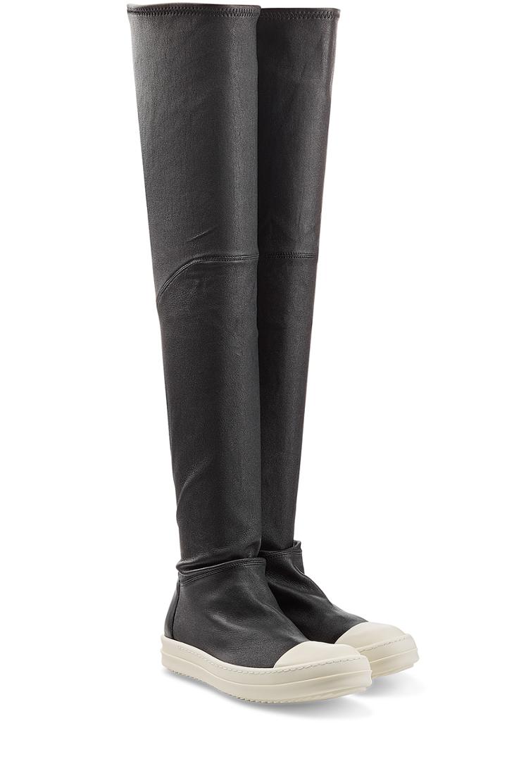 Rick Owens Tall Leather Slip-on Boots