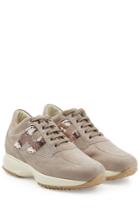 Hogan Hogan Suede Platform Sneakers With Embellished Logo - Beige