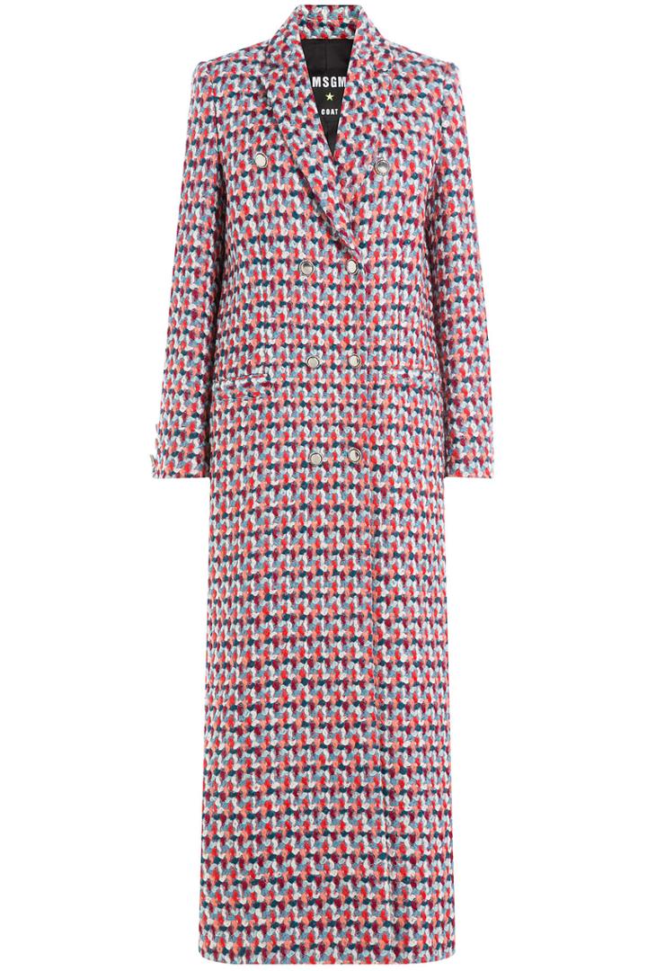 Msgm Msgm Virgin Wool Maxi Coat - Multicolor