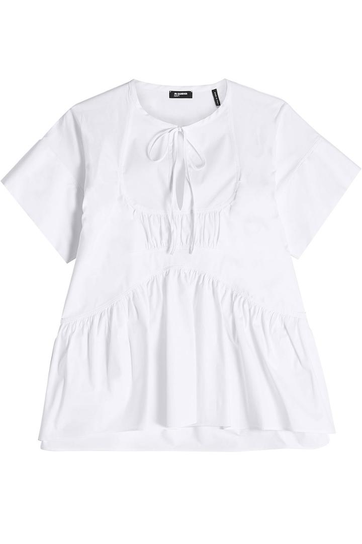 Jil Sander Navy Jil Sander Navy Ruffled Top With Cotton