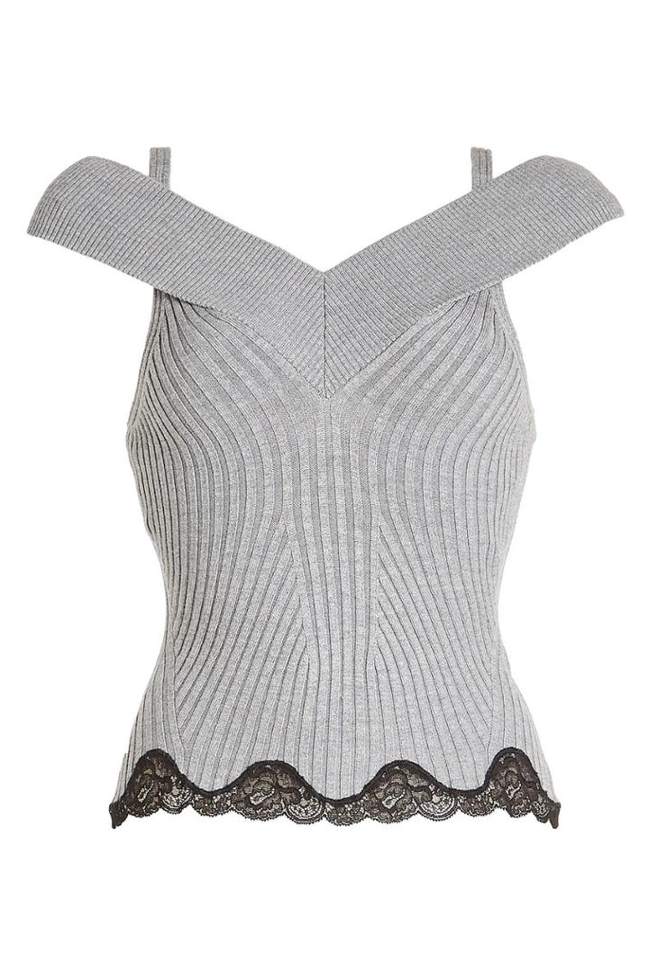 Alexander Wang Alexander Wang Ribbed Knit Top With Lace