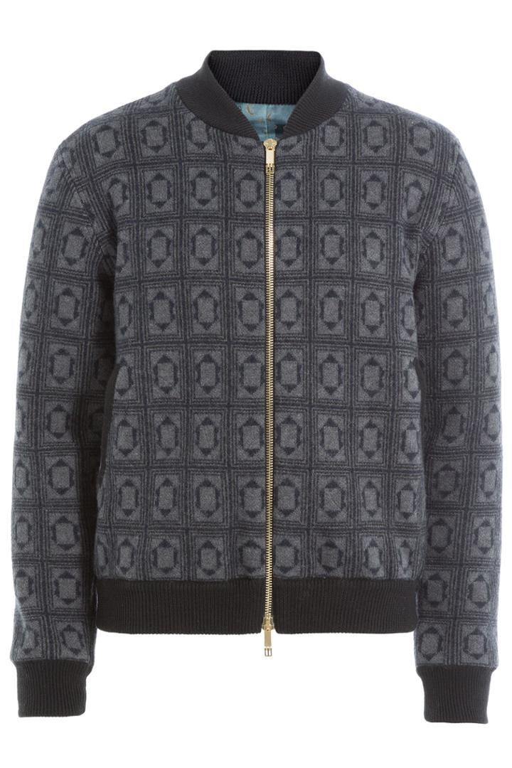 Etro Etro Printed Wool Bomber Jacket - Grey