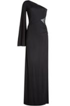 Roberto Cavalli Roberto Cavalli Floor Length Dress With Asymmetric Sleeve - Black