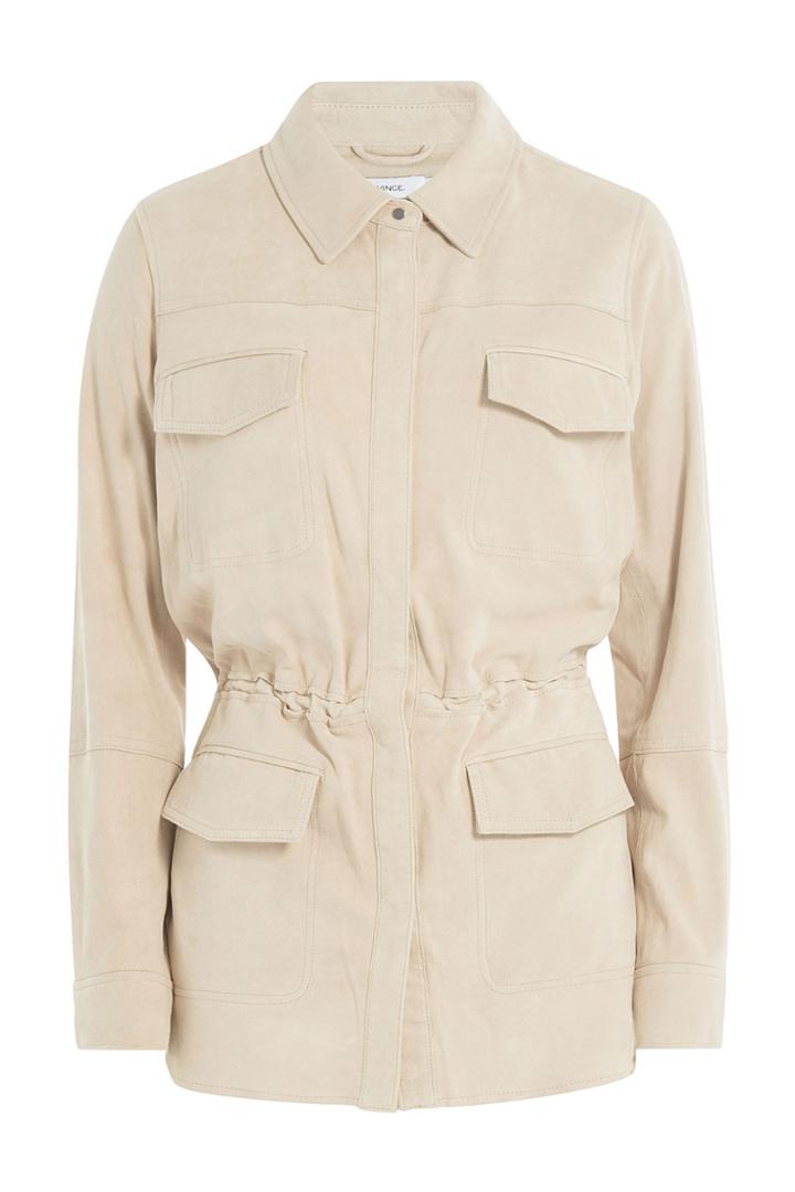 Vince Vince Leather Jacket With Drawstring Waist - Beige