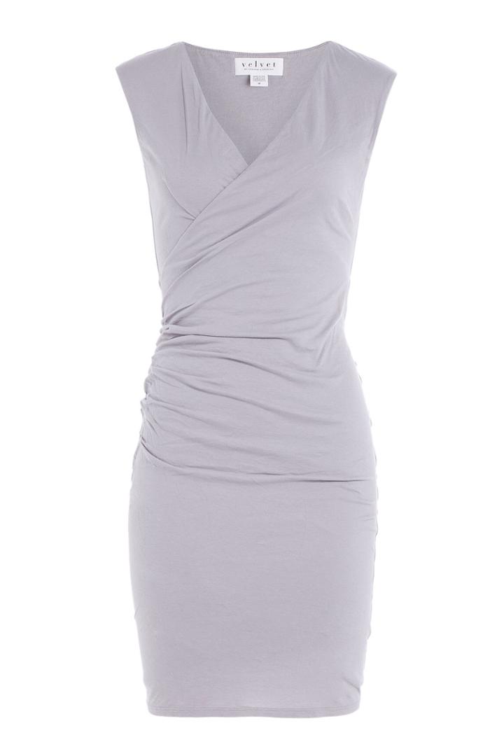 Velvet Velvet Draped Cotton Dress - Grey