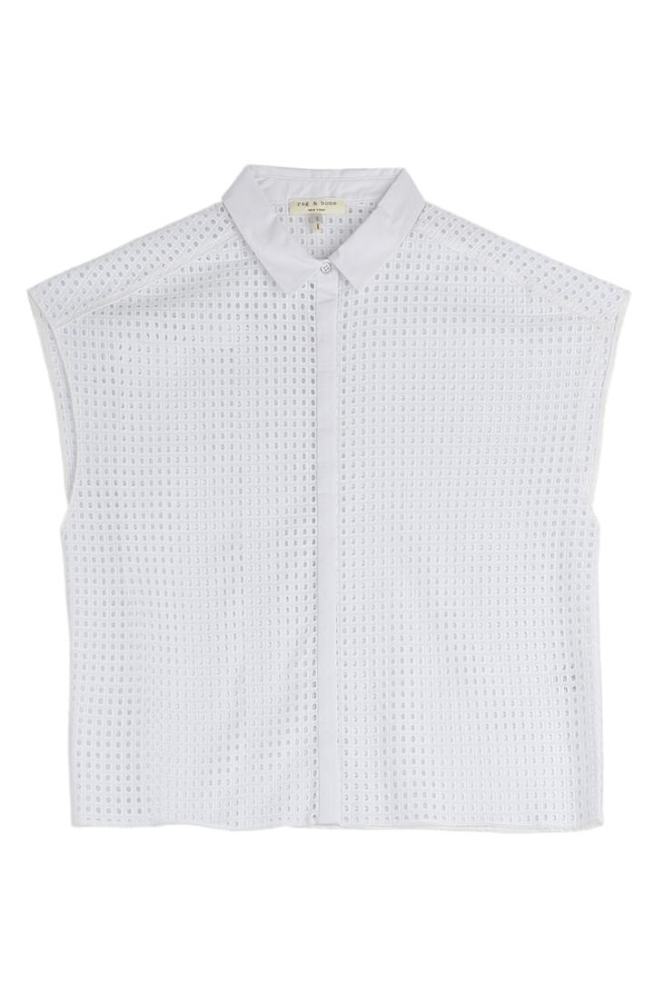 Rag & Bone Cropped Cotton Eyelet Blouse