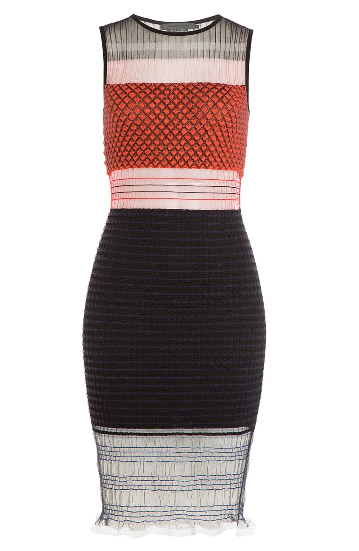 Alexander Wang Knitted Stretch Dress With Tulle