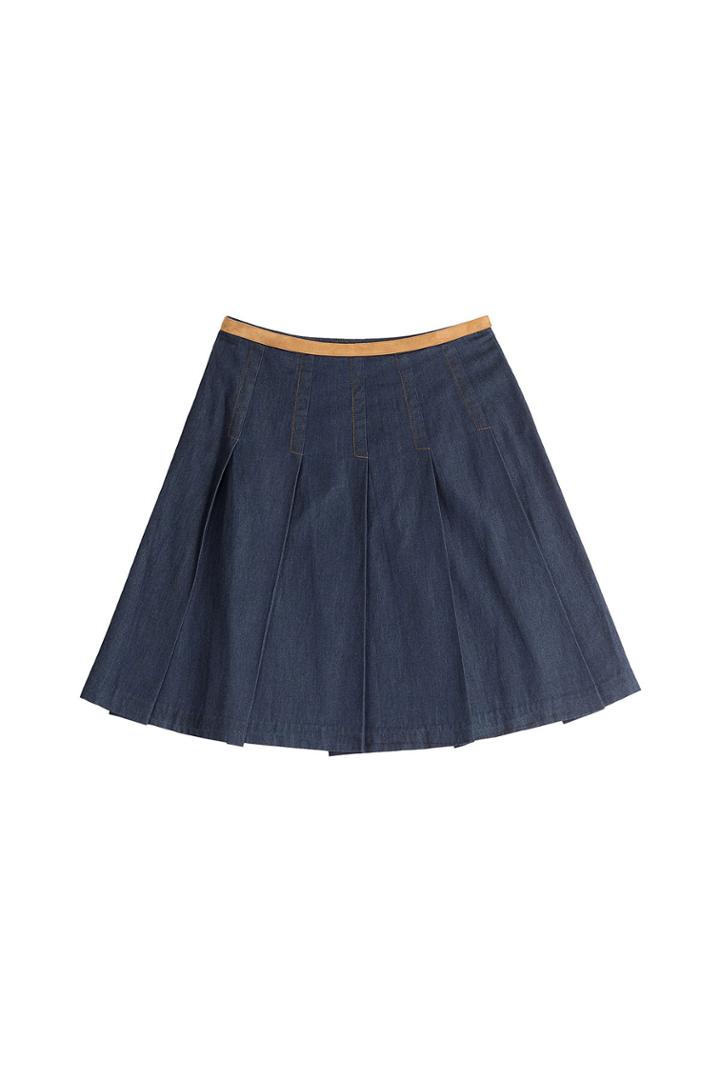 Steffen Schraut Steffen Schraut Pleated Jean Skirt - Blue