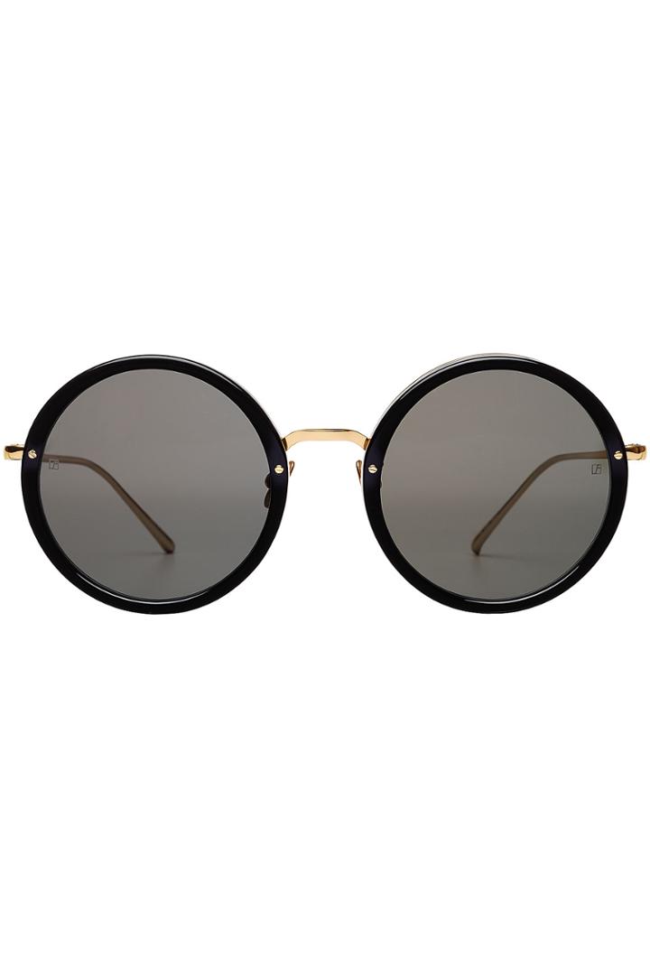 Linda Farrow Linda Farrow Gold-plated Round Sunglasses - Black