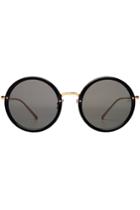 Linda Farrow Linda Farrow Gold-plated Round Sunglasses - Black