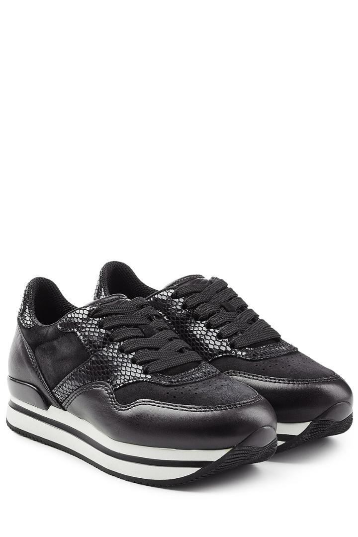 Hogan Hogan Suede And Embossed Leather Platform Sneakers - Black