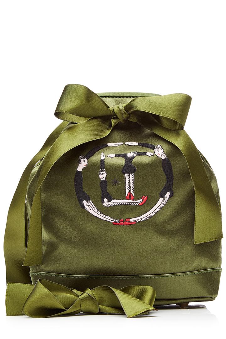 Olympia Le-tan Olympia Le-tan Embellished Silk Bucket Bag - Green