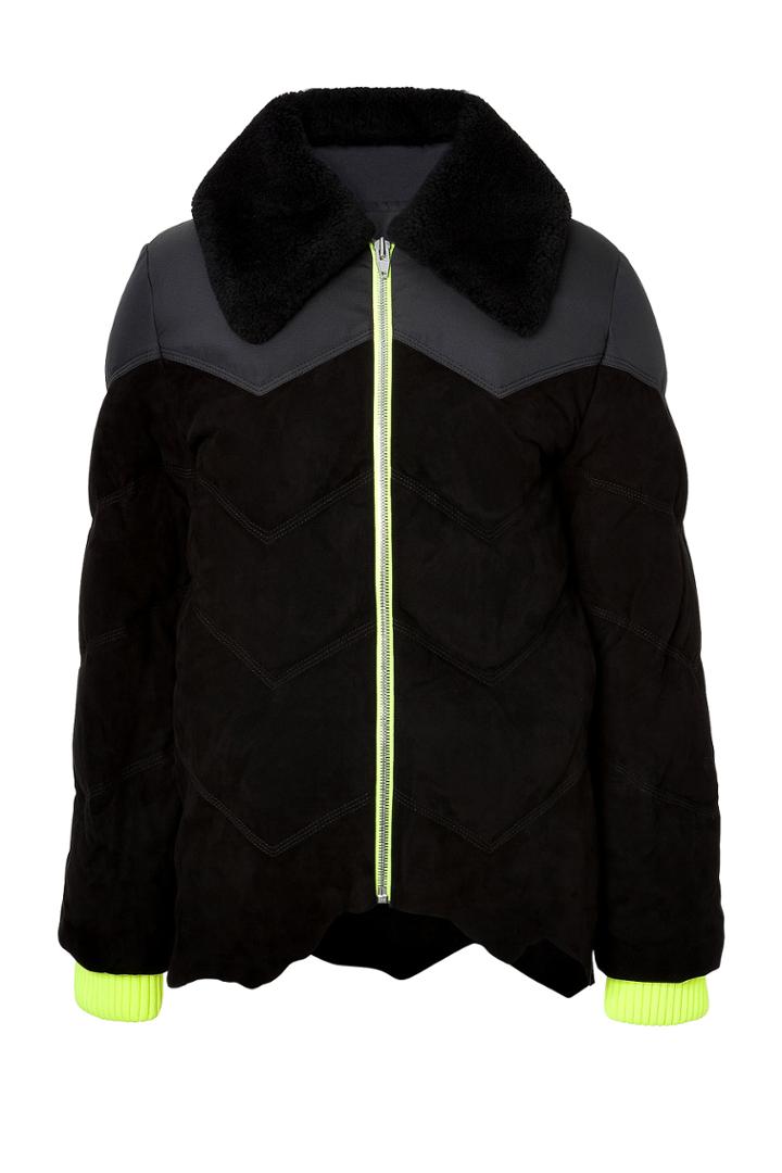 Alexander Wang Alexander Wang Suede Puffer Jacket - Black