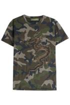 Valentino Valentino Embroidered Cotton Camo Print T-shirt - None
