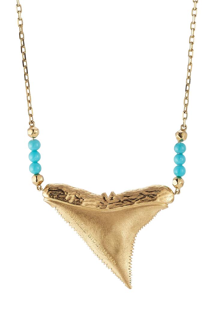 Aur Lie Bidermann Fine Jewelry Aur Lie Bidermann Fine Jewelry Shark 18kt Yellow Gold Necklace With Turquoise
