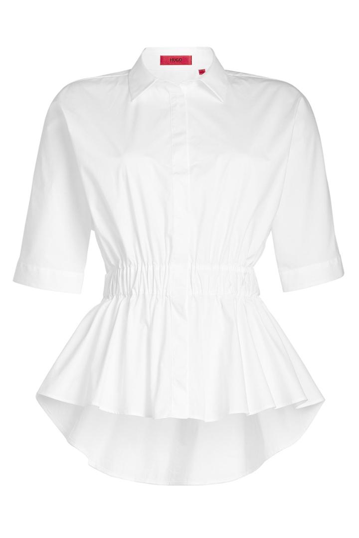 Hugo Hugo Stretch Cotton Shirt With Gathered Waist