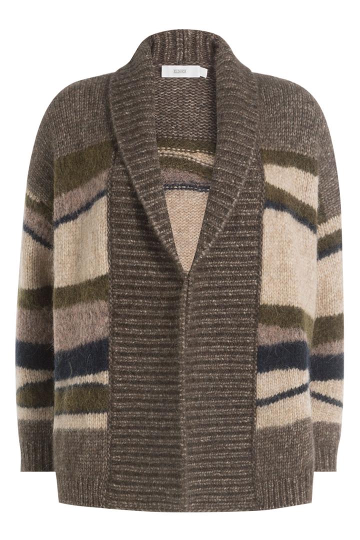 Closed Closed Wool-alpaca Stripe Panel Shawl Collar Cardigan - Multicolor