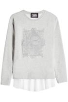 Karl Lagerfeld Karl Lagerfeld Embroidered Cotton Sweatshirt With Pleated Hem