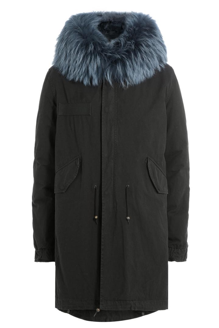 Mr & Mrs Italy Mr & Mrs Italy Cotton Parka With Rabbit Fur Collar - Blue