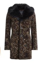 Marc Jacobs Marc Jacobs Printed Cotton Coat With Faux Fur Collar