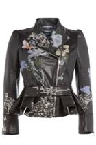Alexander Mcqueen Alexander Mcqueen Leather Jacket With Cross Stitch Embroidery - Black