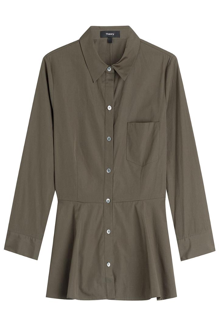 Theory Theory Cotton Shirt With Peplum - Green