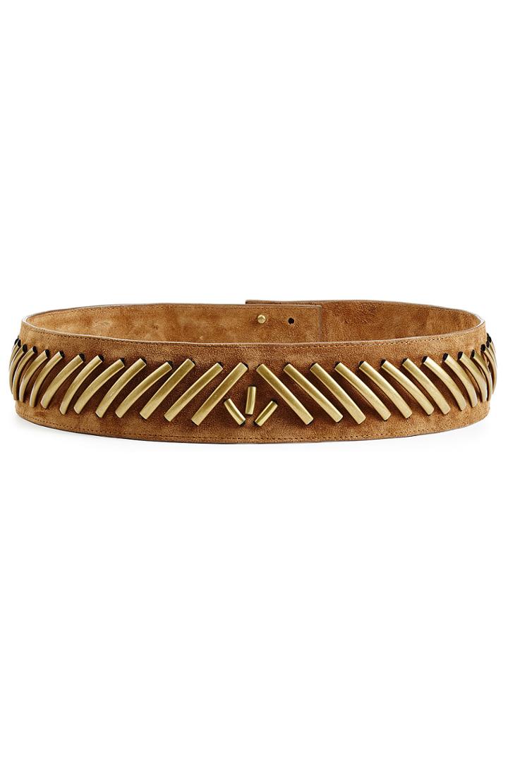 Alberta Ferretti Alberta Ferretti Embellished Suede Belt - Brown