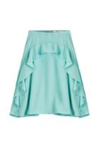 Carven Carven Crepe Skirt With Ruffles - Turquoise