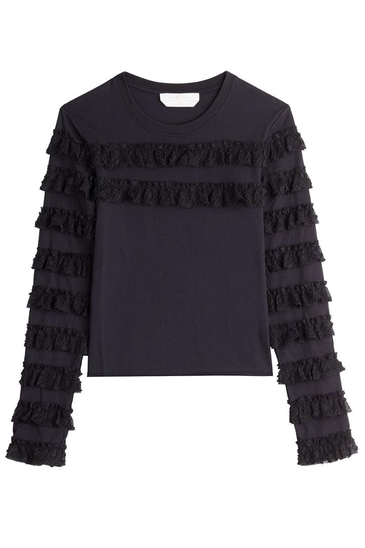 See By Chloé See By Chloé Cotton Top With Tiered Fringe - Blue