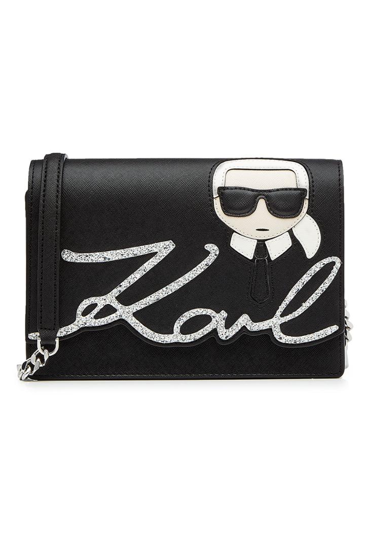 Karl Lagerfeld Karl Lagerfeld Karl Leather Shoulder Bag With Glitter