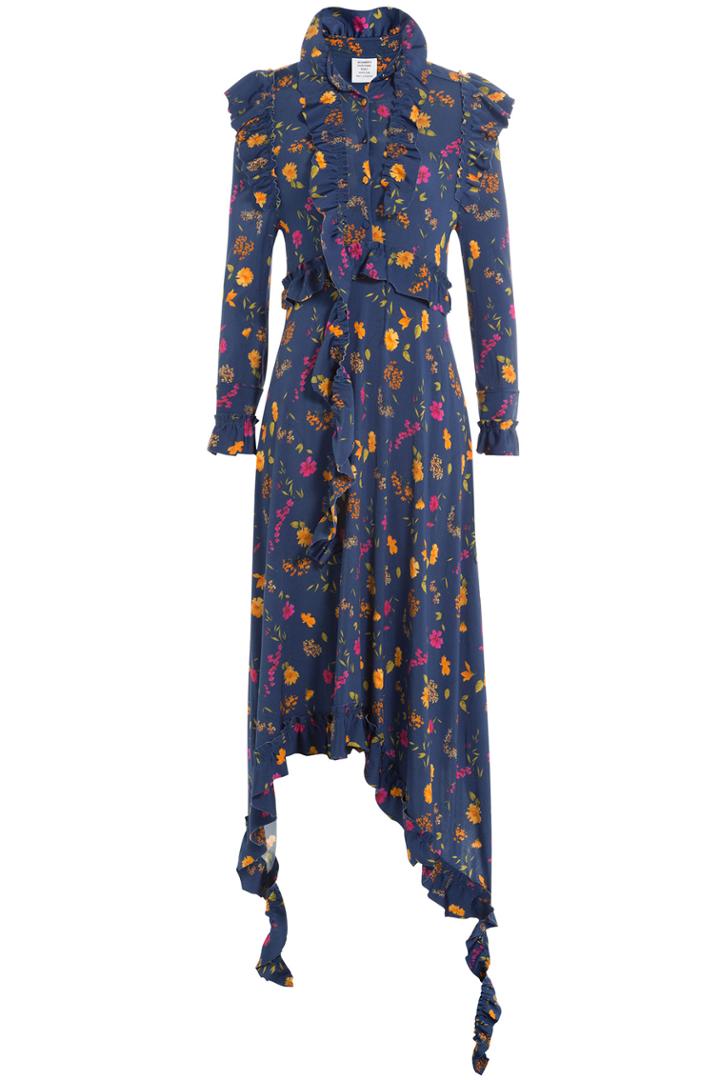 Vetements Vetements Printed Dress With Asymmetric Hemline - Blue