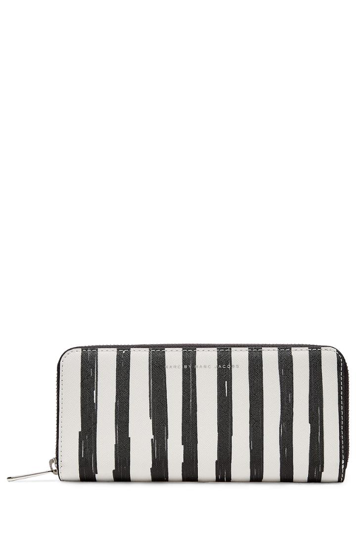 Marc By Marc Jacobs Marc By Marc Jacobs Painted Flower Slim Zip Around Striped Wallet - White