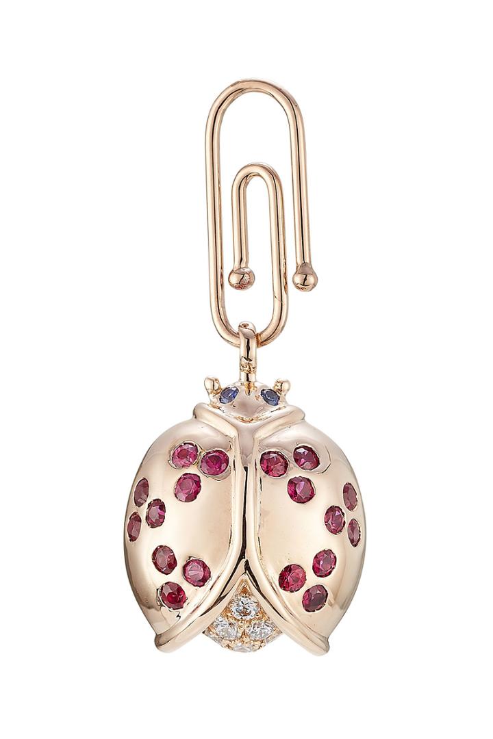 Aur Lie Bidermann Fine Jewelry Aur Lie Bidermann Fine Jewelry 18kt Gold Ladybug Pendant With Diamonds/rubies/sapphire