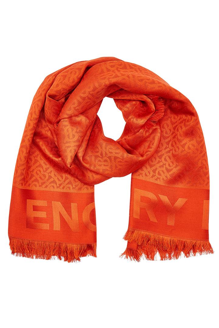 Burberry Burberry Monogram Scarf In Wool And Silk