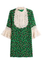 Anna Sui Anna Sui Printed Silk Dress With Lace - Green