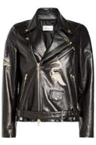 Red Valentino Red Valentino Embroidered Leather Biker Jacket
