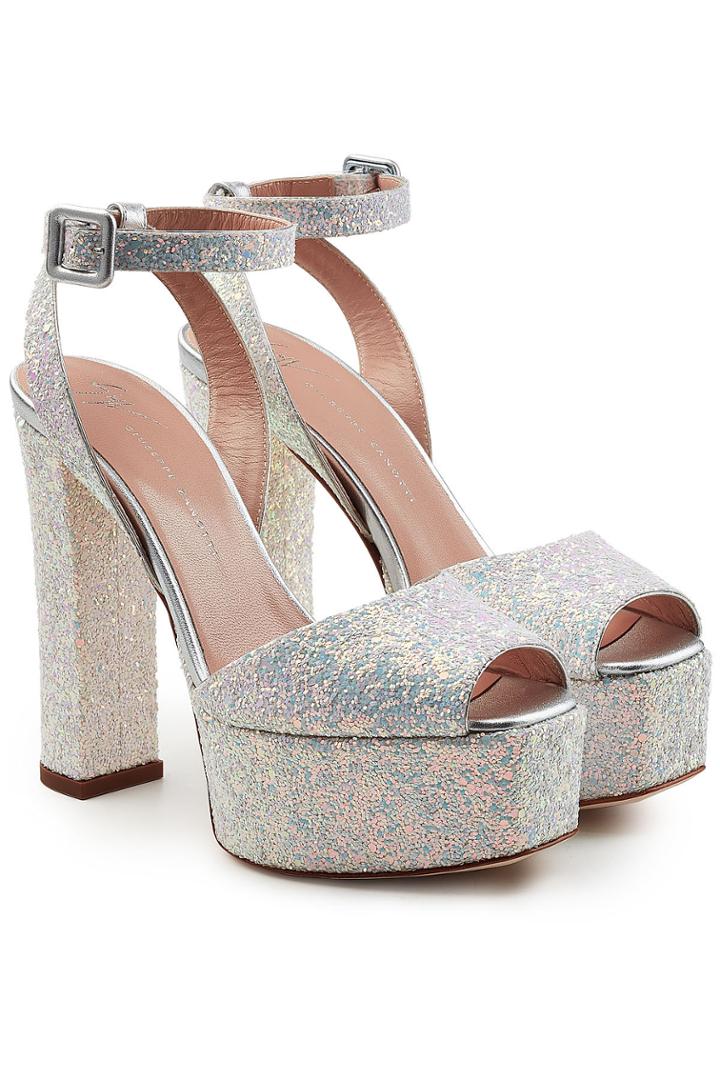 Giuseppe Zanotti Giuseppe Zanotti Lavinia Leather Platform Sandals With Glitter