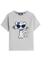 Karl Lagerfeld Karl Lagerfeld Cut Off Sleeve Choupette On The Beach Cotton Sweatshirt - Grey