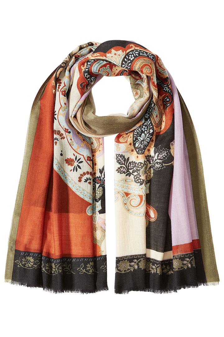 Etro Etro Cashmere Colorblock Scarf With Print - Multicolor