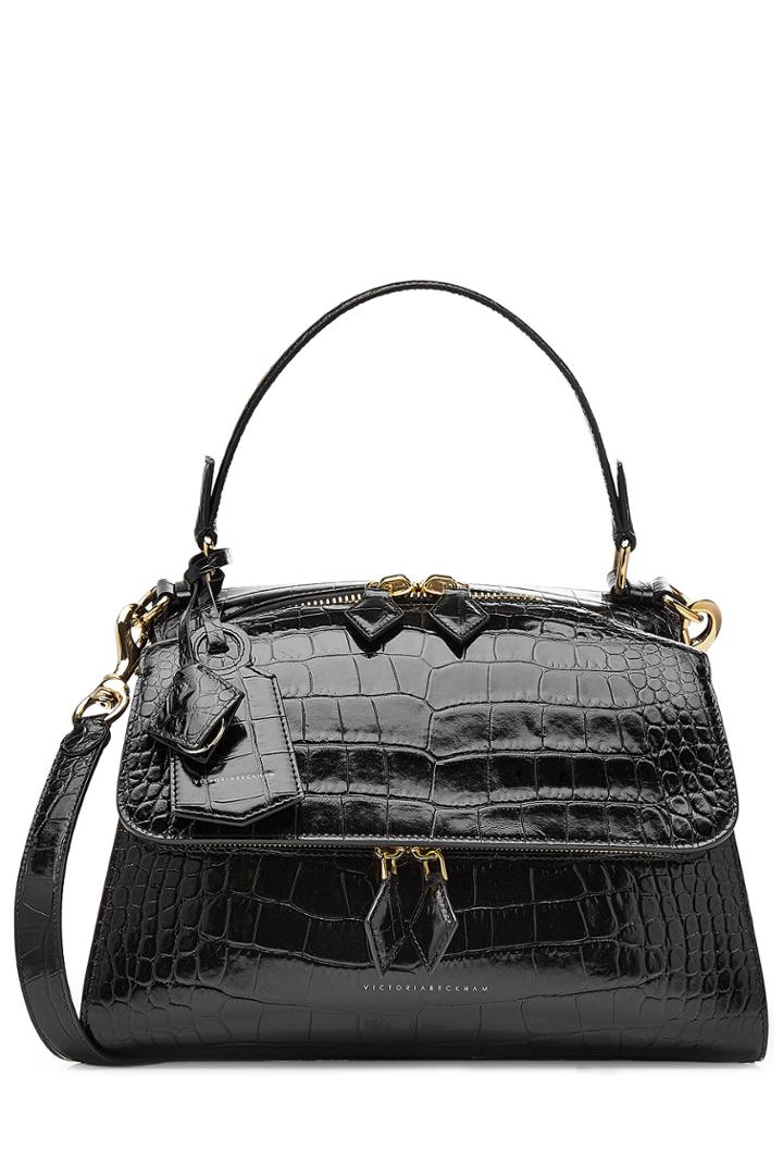 Victoria Beckham Victoria Beckham Small Pocket Embossed Leather Tote - Black
