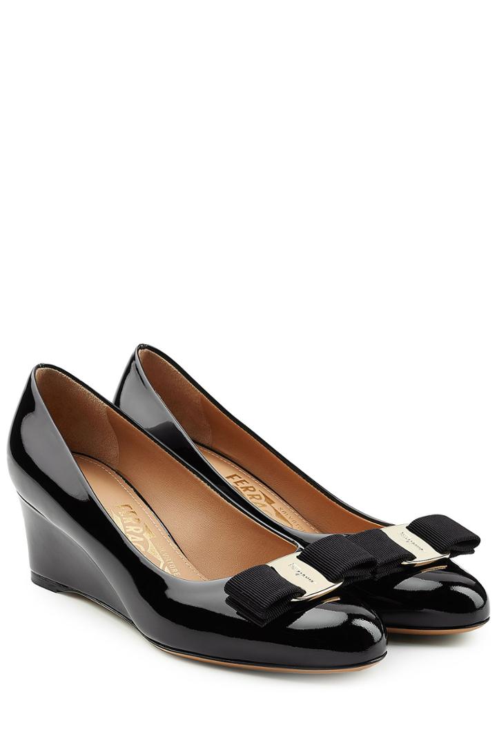 Salvatore Ferragamo Salvatore Ferragamo Patent Leather Wedges - Black