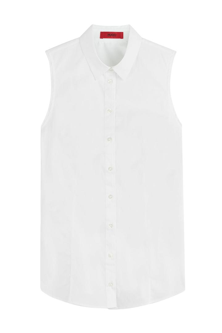 Hugo Hugo Stretch Cotton Sleeveless Shirt - White