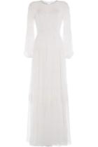 Alberta Ferretti Alberta Ferretti Silk Mousseline Maxi Dress With Lace - White