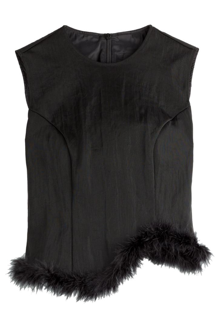 Simone Rocha Simone Rocha Mesh Top With Marabou Feathers