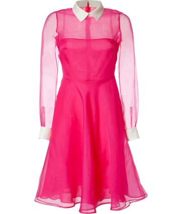 Valentino Hot Pink Sheer Silk Shirt-style Dress