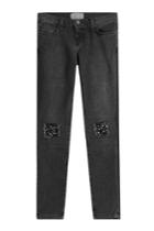 Current/elliott Current/elliott The Fling Relaxed Skinny Jeans With Embellished Knees - Black