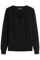 The Kooples The Kooples Wool Pullover With Lace-up Front - Black